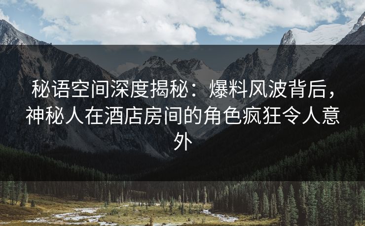 秘语空间深度揭秘：爆料风波背后，神秘人在酒店房间的角色疯狂令人意外