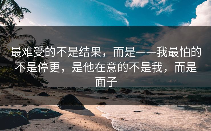 最难受的不是结果，而是——我最怕的不是停更，是他在意的不是我，而是面子