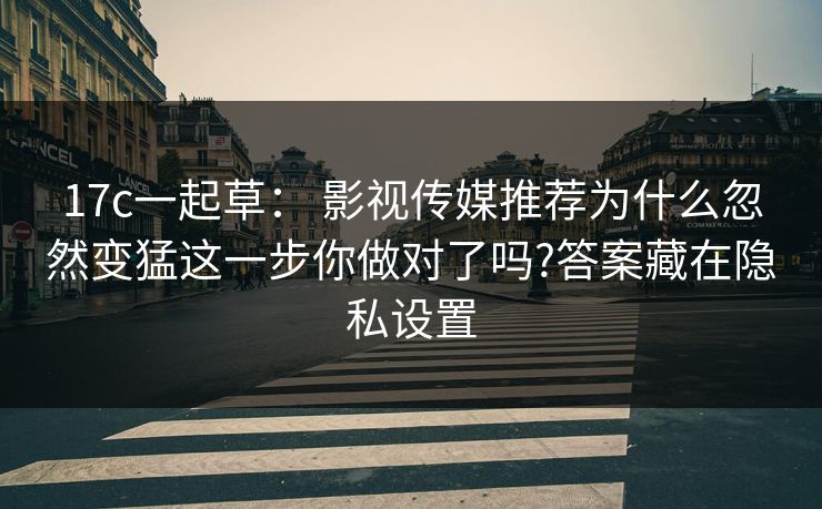 17c一起草: 影视传媒推荐为什么忽然变猛这一步你做对了吗?答案藏在隐私设置 17c一起草: 影视传媒推荐为什么忽然变猛这一步你做对了吗?答案藏在隐私设置
