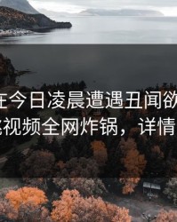 神秘人在今日凌晨遭遇丑闻欲罢不能，樱桃视频全网炸锅，详情直击