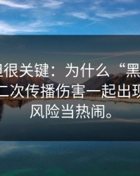 不热门但很关键：为什么“黑料网app”总和二次传播伤害一起出现？别把风险当热闹。