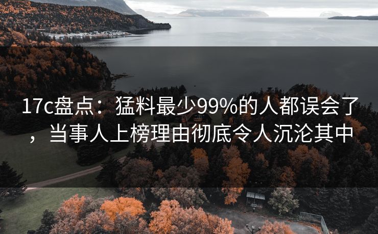 17c盘点：猛料最少99%的人都误会了，当事人上榜理由彻底令人沉沦其中