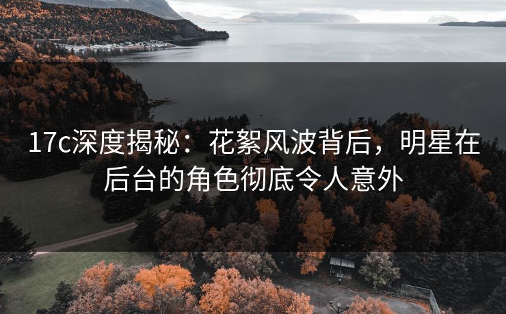 17c深度揭秘：花絮风波背后，明星在后台的角色彻底令人意外