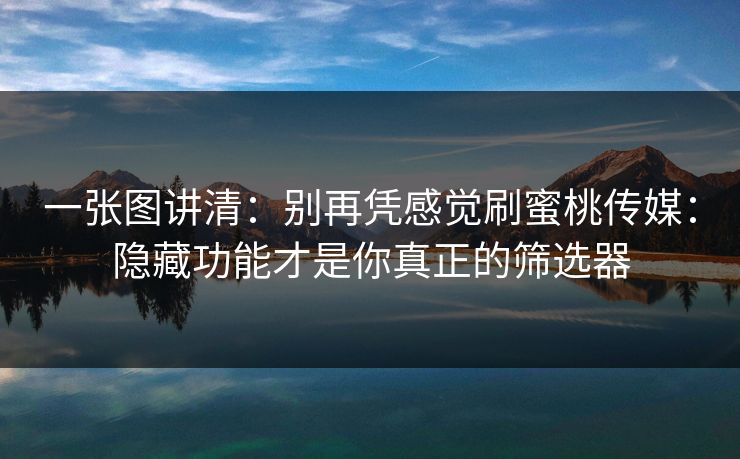 一张图讲清：别再凭感觉刷蜜桃传媒：隐藏功能才是你真正的筛选器