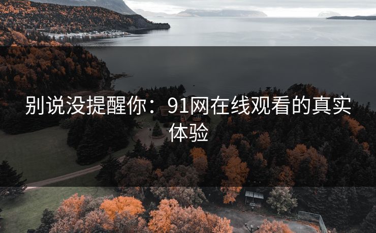 别说没提醒你：91网在线观看的真实体验